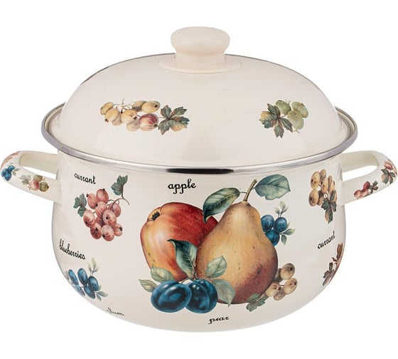 Эмалированная кастрюля Agness Фрукты с эмалированной крышкой 3.6 л 22x13 см 934-558