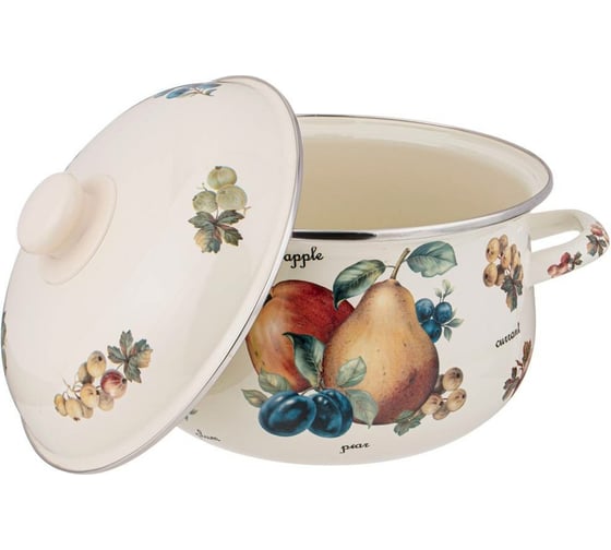 Эмалированная кастрюля Agness Фрукты с эмалированной крышкой 3.6 л 22x13 см 934-558