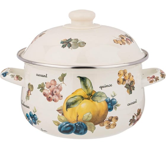 Эмалированная кастрюля Agness Фрукты с эмалированной крышкой 3.6 л 22x13 см 934-558