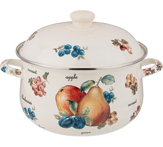 Эмалированная кастрюля Agness Фрукты с эмалированной крышкой 5 л 24x14 см 934-559