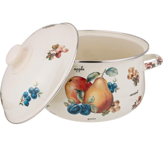 Эмалированная кастрюля Agness Фрукты с эмалированной крышкой 5 л 24x14 см 934-559