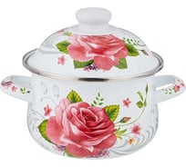 Эмалированная кастрюля Agness Пленительная Роза с эмалированной крышкой 1.5 л 16x10 см 934-535