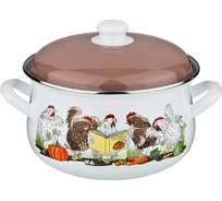 Эмалированная кастрюля Agness Куриный Переполох 2.4 л диаметр 18 см высота 10.5 см 951-011