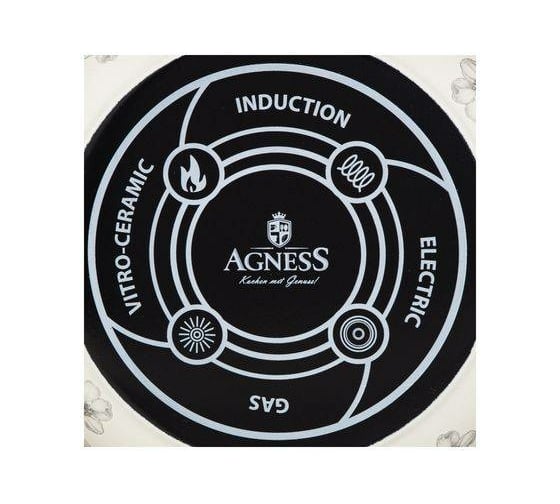 Эмалированная кастрюля Agness Яблоневый Сад с крышкой, 6.1 л, подходит для индукционных плит 950-525
