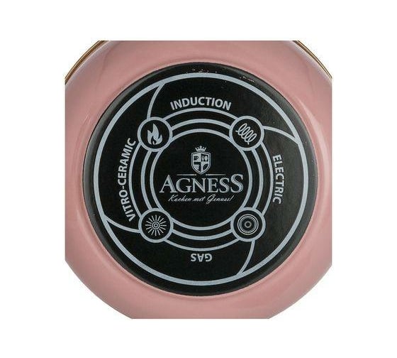 Эмалированная кастрюля Agness DELUXE с крышкой, 22x14см 5 л, подходит для индукции 951-118