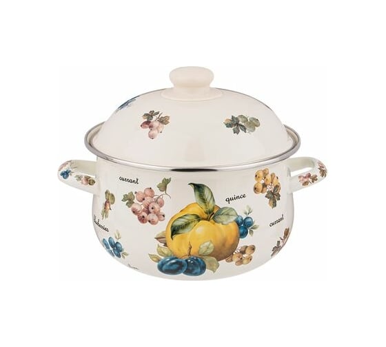Эмалированная кастрюля Agness Фрукты с эмалированной крышкой 2.8 л 20x12 см 934-557