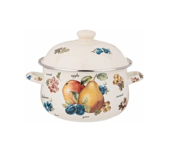 Эмалированная кастрюля Agness Фрукты с эмалированной крышкой 2.8 л 20x12 см 934-557