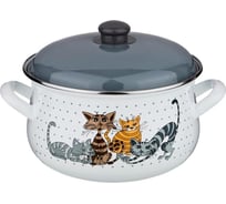 Эмалированная кастрюля Agness Озорные Коты 3.3 л диаметр 20 см высота 12 см 951-003