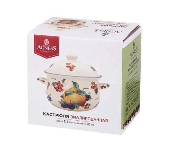 Эмалированная кастрюля Agness Пленительная Роза с эмалированной крышкой 2.8 л 20x12 см 934-537