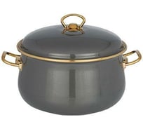 Эмалированная кастрюля Agness DELUXE с крышкой, 24x15 см 6.1 л, подходит для индукции 951-139
