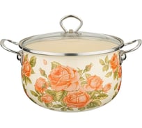 Эмалированная кастрюля Agness со стеклянной крышкой 5.2 л, диаметр 22 см 915-078