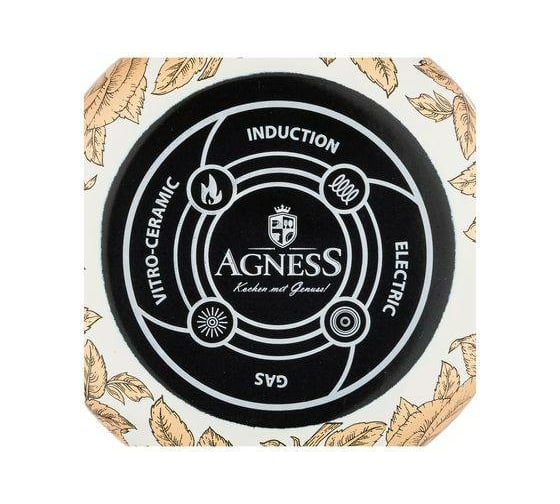 Эмалированная кастрюля Agness Ренессанс с крышкой, 7.5 л, подходит для индукционных плит 950-158