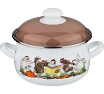 Эмалированная кастрюля Agness Куриный Переполох 1.7 л диаметр 16 см высота 10 см 951-010