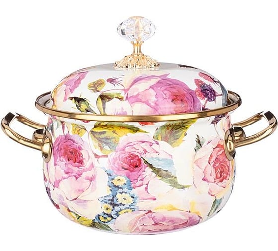 Эмалированная кастрюля Agness Винтаж с крышкой, 2.1 л, диаметр 16 см 950-021