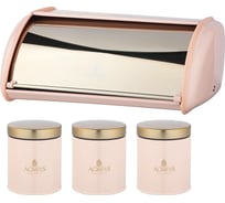 Хлебница Agness Тюдор 35.5x23x14.5 см с 3-мя банками для сыпучих продуктов диаметр 10 см высота 12 см 950 мл 938-065