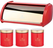 Хлебница Agness Тюдор 35.5x23x14.5 см с 3-мя банками для сыпучих продуктов диаметр 10 см высота 12 см 950 мл 938-066