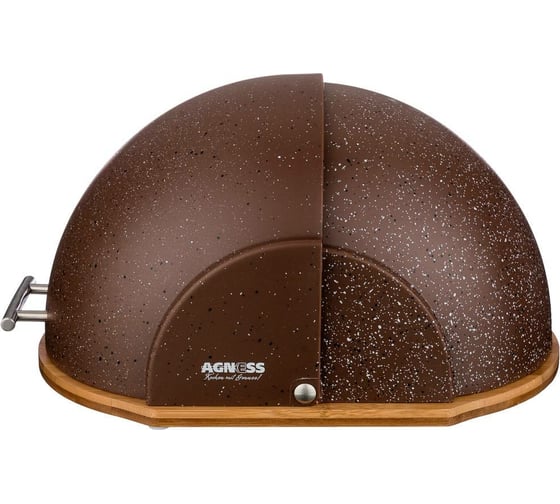 Деревянная хлебница Agness шоколад с пластиковой крышкой 36x26x20 см 938-051