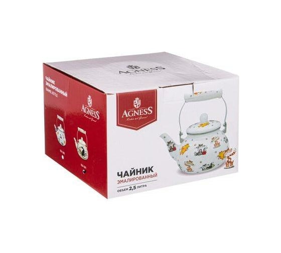 Эмалированный чайник Agness Парижские Коты 2.5 л 934-391