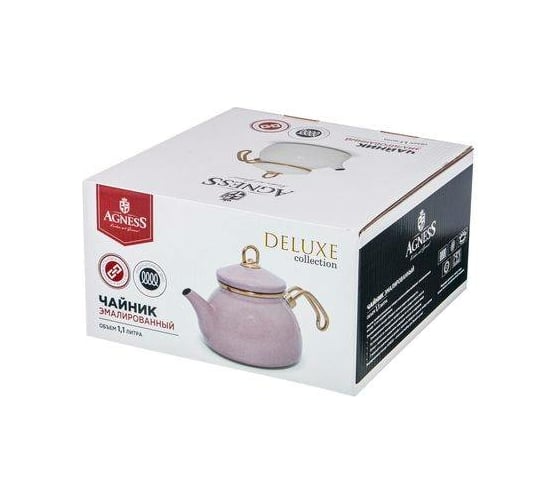 Эмалированный чайник Agness DELUXE 1.1 л, подходит для индукции 951-120
