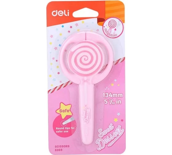 Детские ножницы DELI Lollipop E6069 134 мм сталь ассорти блистер, 12 шт 1113544