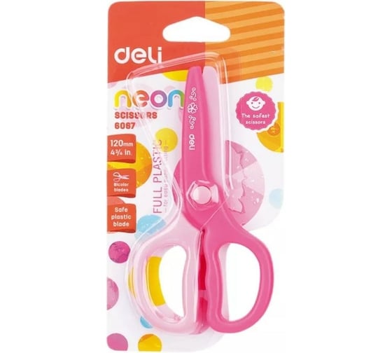 Школьные ножницы DELI E6067 120 мм пластик ассорти, 12 шт 1048863 1