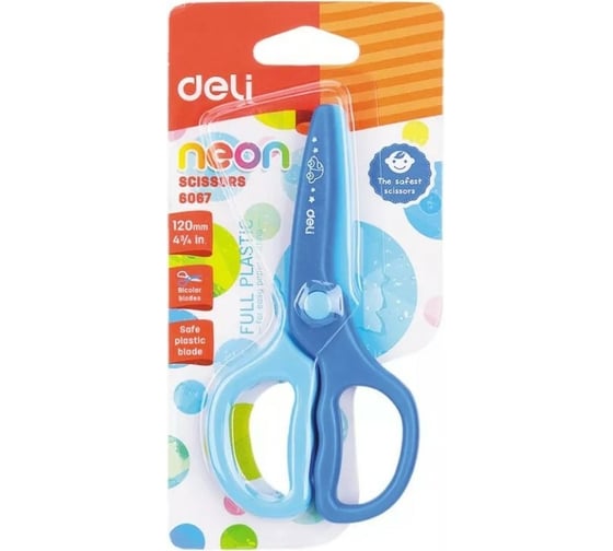 Школьные ножницы DELI E6067 120 мм пластик ассорти, 12 шт 1048863