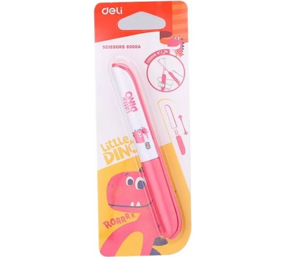 Детские ножницы DELI Little dino E6000A 135 мм сталь ассорти блистер, 24 шт 1113539