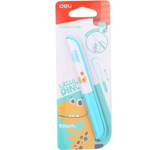 Детские ножницы DELI Little dino E6000A 135 мм сталь ассорти блистер, 24 шт 1113539