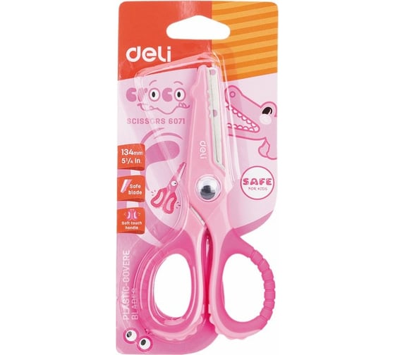 Детские ножницы DELI Croco E6071 134 мм сталь ассорти блистер, 12 шт 1025315