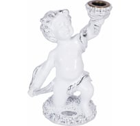 Подсвечник BOGACHO Ангел Амур правый, белого цвета с серебром 22712/БлСильвер