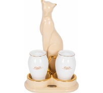 Подставка BOGACHO под специи Кошка Грация (солонка и перечница) 72010/кремовый