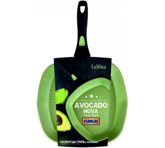 Алюминиевая сковорода-гриль Ladina AVOCADO с антипригарным керамическим покрытием 28x28 см 74028 1