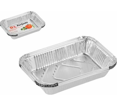Алюминиевая форма для выпечки PERFECTO LINEA одноразовая, прямоугольная 21.6x14.6x4 см, 5 шт 45-522154