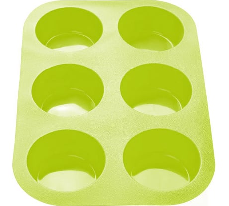 Силиконовая форма для выпечки PERFECTO LINEA на 6 кексов, прямоугольная 26x17.5x3 см, зеленая 20-000413