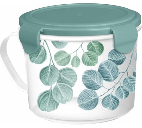 Контейнер-кружка для холодильника и микроволновой печи Phibo "TAKE&GO" с декором 0,85 л Бесцветный 431294501