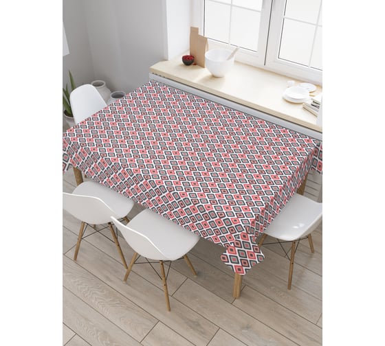Прямоугольная скатерть JOYARTY Бордовые ромбы из сатена tc_30541_120x145 1