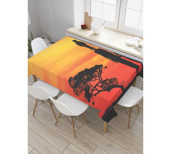 Прямоугольная скатерть JOYARTY Африканка на закате из сатена tc_36746_120x145 1