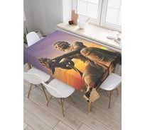 Прямоугольная скатерть JOYARTY Будда в лучах заката из сатена tc_9942_120x145