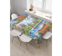Прямоугольная скатерть JOYARTY Весенний коллаж из сатена tc_18463_120x145