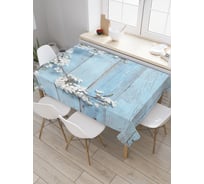 Прямоугольная скатерть JOYARTY Ветка вишни на деревянных досках из сатена tc_20386_120x145
