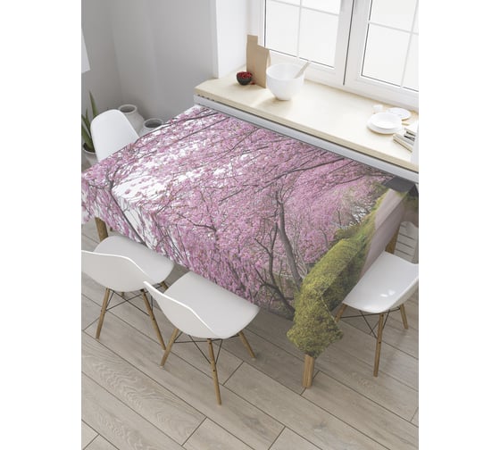 Прямоугольная скатерть JOYARTY Аллея сакуры из сатена tc_28512_120x145 1