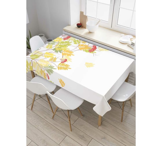 Прямоугольная скатерть JOYARTY Ветка осенней рябины из сатена tc_38375_120x145