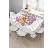 Прямоугольная скатерть JOYARTY Букет на решетке из сатена tc_5305_120x145
