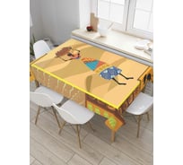 Прямоугольная скатерть JOYARTY Африканка с корзиной из сатена tc_36763_120x145