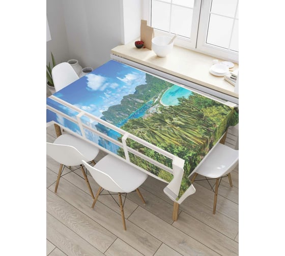 Прямоугольная скатерть JOYARTY Вид из окна на озеро из сатена tc_7778_120x145 1