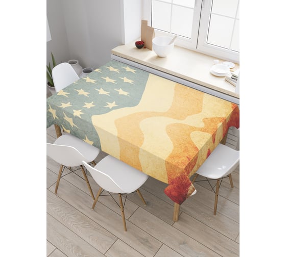 Прямоугольная скатерть JOYARTY Американский флаг гранж из сатена tc_5029_120x145 1