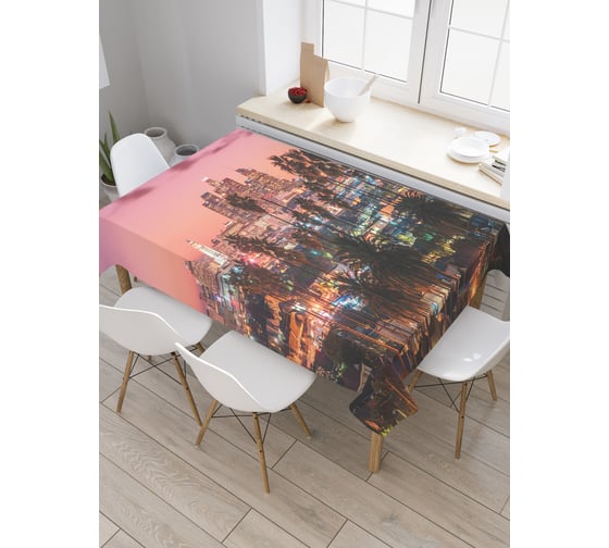 Прямоугольная скатерть JOYARTY Вечерний мегаполис из сатена tc_36784_120x145 1