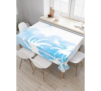 Прямоугольная скатерть JOYARTY Белые пальмы из сатена tc_30041_120x145