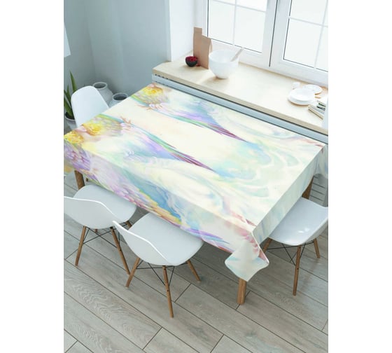 Прямоугольная скатерть JOYARTY Ангелы-хранители из сатена tc_378521_120x145