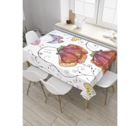 Прямоугольная скатерть JOYARTY Бабочки в цветах из сатена tc_31397_120x145